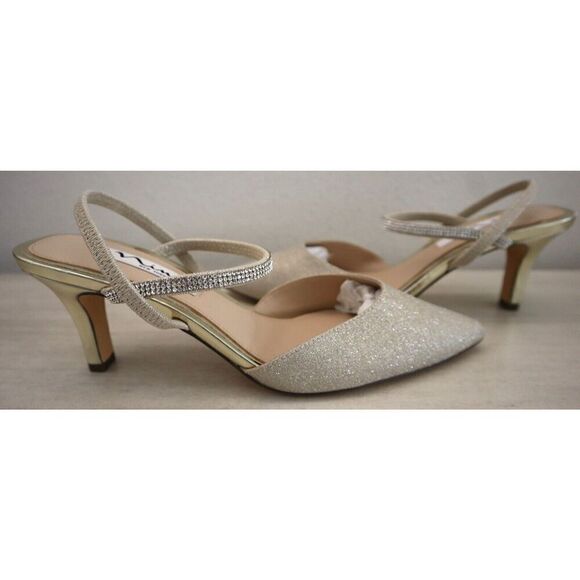 Nina New York Women's Sz 8M Gold Glitter Billie Mid-Heel Closed-Toe Pumps - Picture 5 of 11